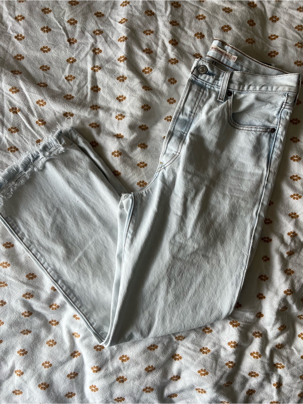 Levi's Light Blue Wide Leg Jeans with Frayed Hem